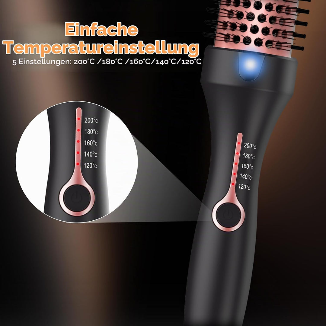Thermal Brush Keratin Warmluftbürste Heat Brush 38Mm, Thermobürste Rundbürste, Hot Brush 120-200℃, D