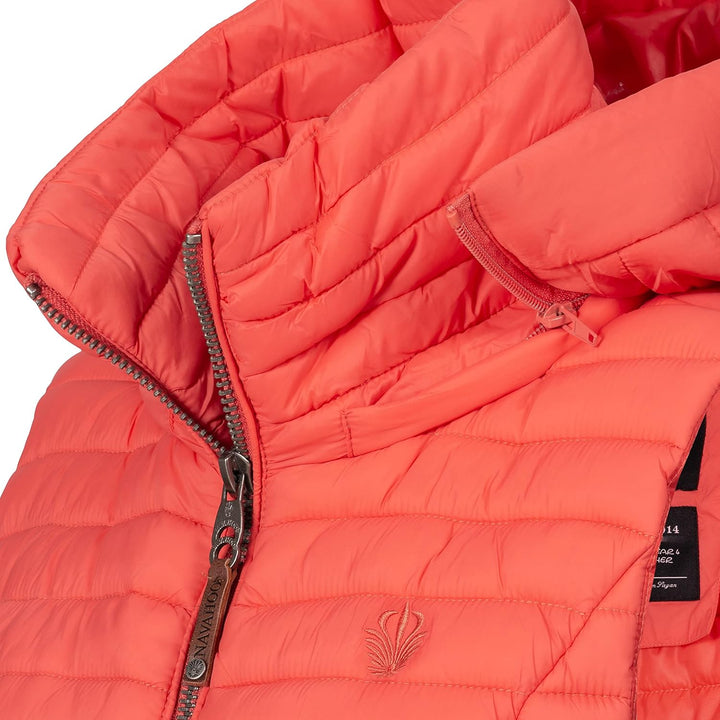 Navahoo Damen Übergangsjacke leichte Steppweste mit Abnehmbarer Kapuze Shadaa XS-3XL XS Coral, XS Co