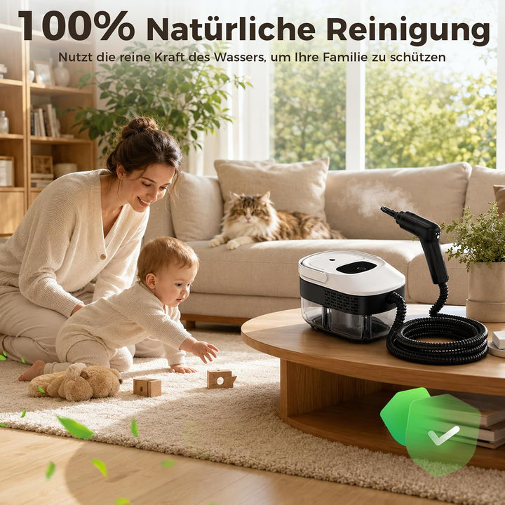 14 IN 1 Dampfreiniger Handgerät 1,6L Tank【100% Natürliche Tiefenreinigung】3 STUFIG Einstellbar Handd