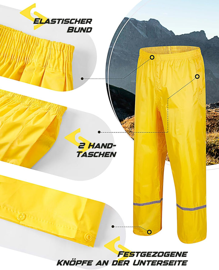 Scheibler Workwear – Basic Regenhose Herren – Outdoor Hose mit Gummizug & Reflektoren – Wind- & wass