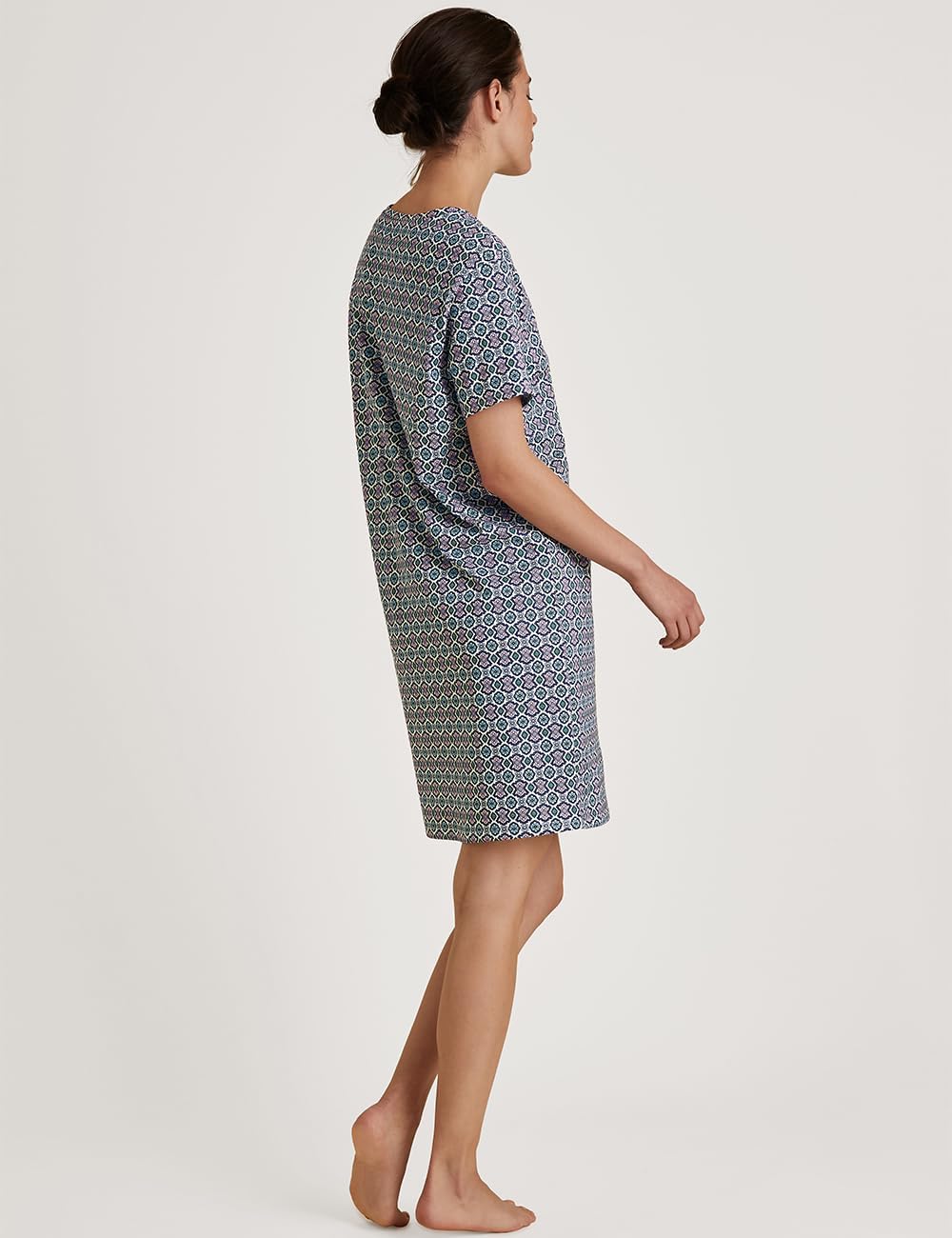 CALIDA Spring Nights Kurzarm-Nachthemd Damen, Länge 95cm, atmungsaktiv und klimaregulierend, aus 100