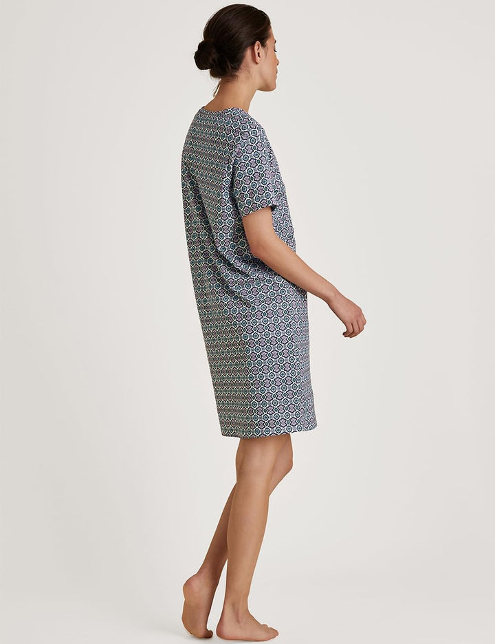 CALIDA Spring Nights Kurzarm-Nachthemd Damen, Länge 95cm, atmungsaktiv und klimaregulierend, aus 100