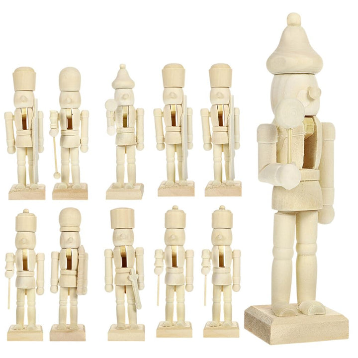 MAGICLULU 12 Stück Weihnachts-Nussknacker Zum Selbermachen Unbemalt Unbemalt Nussknacker-Marionette