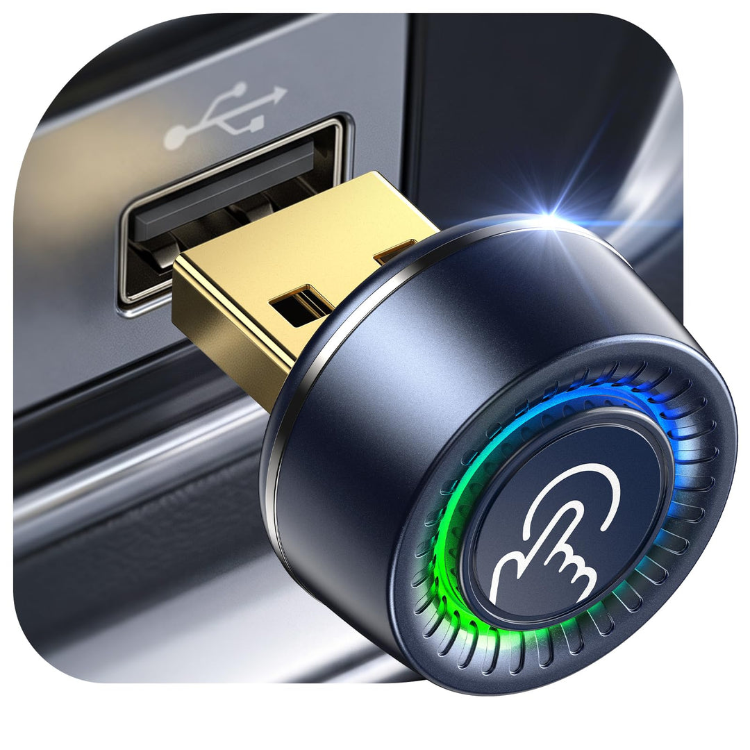 Versteckter CarPlay Wireless Adapter, 1-Tasten-Wechsel für 2 Phones, Kompatibel mit Apple CarPlay &