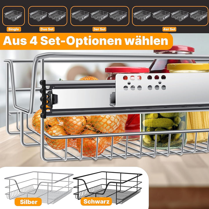 KESSER® Teleskopschublade 60 cm ✓ Küchenschublade ✓ Küchenschrank ✓ Korbauszug ✓ Schrankauszug ✓ Vol