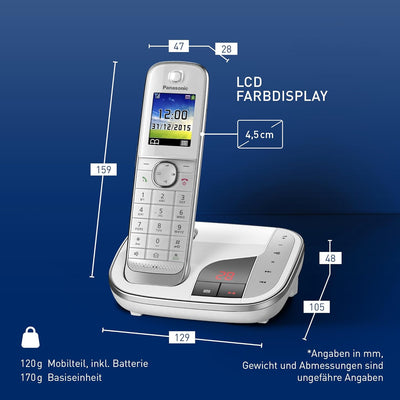 Panasonic KX-TGJ320GW Familien-Telefon mit Anrufbeantworter (schnurloses Telefon, strahlungsarm, Anr