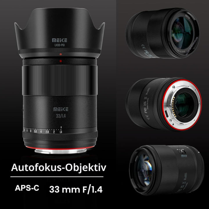 Meike 33 mm F1.4 Autofokus grosse Blende STM Schrittmotor APS-C Portrait Objektiv kompatibel mit Son