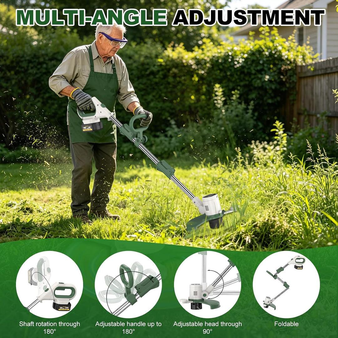 Akku Rasentrimmer 21V, 3-in-1 Rasentrimmer, Kantenschneider &amp; Gartenreiniger, 4000mAh Hochleistungsa