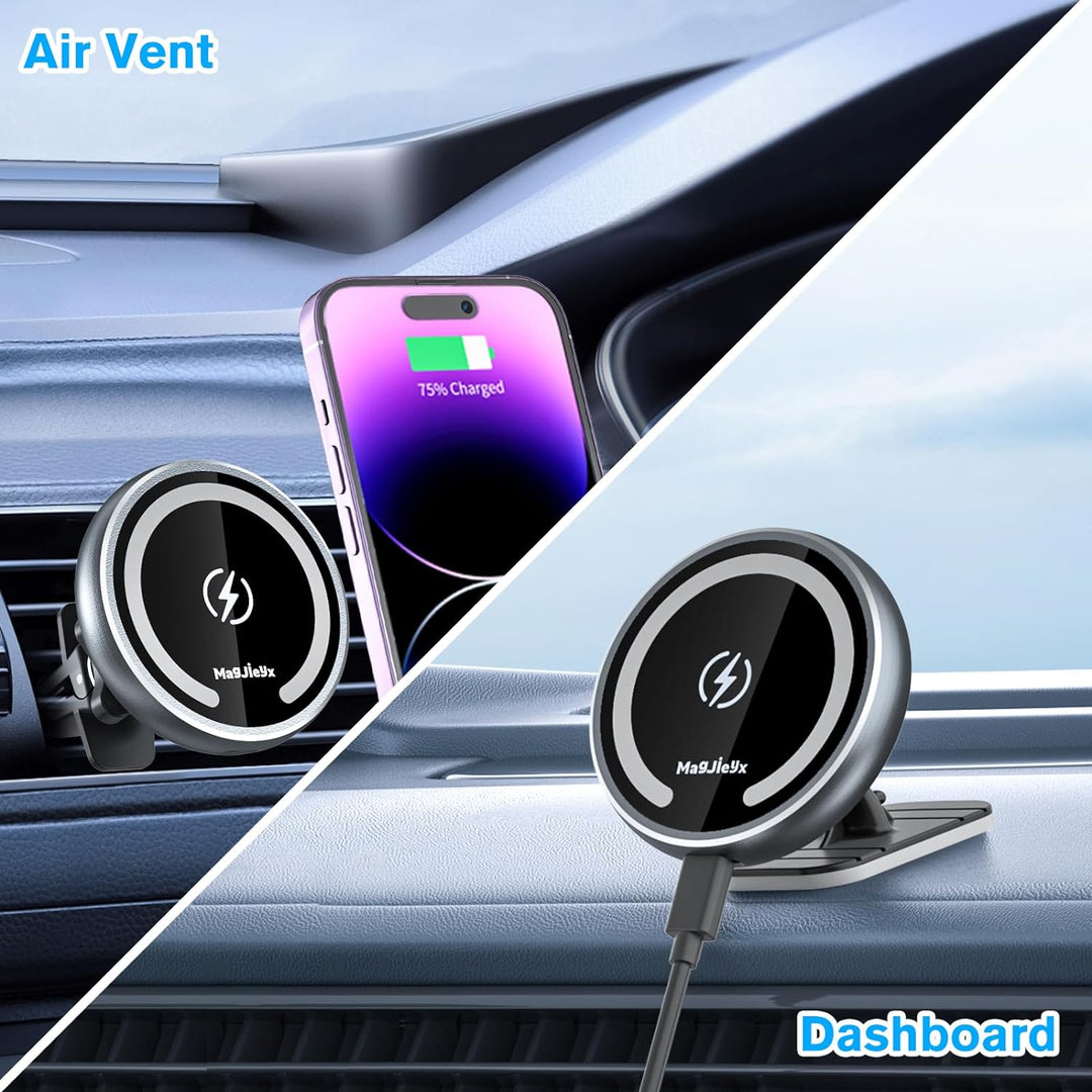 MAGJIEYX Kompatibel 15W Magsafe Autohalterung Ladegerät Handyhalterung Auto mit Ladefunktion Lüftung