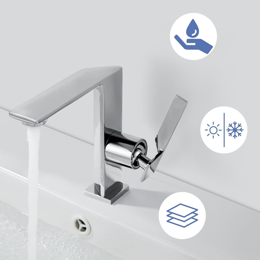 Wasserhahn Bad Waschtischarmatur Armatur Badezimmer Mischbatterie Waschbecken Armaturen, Chrom Einhe