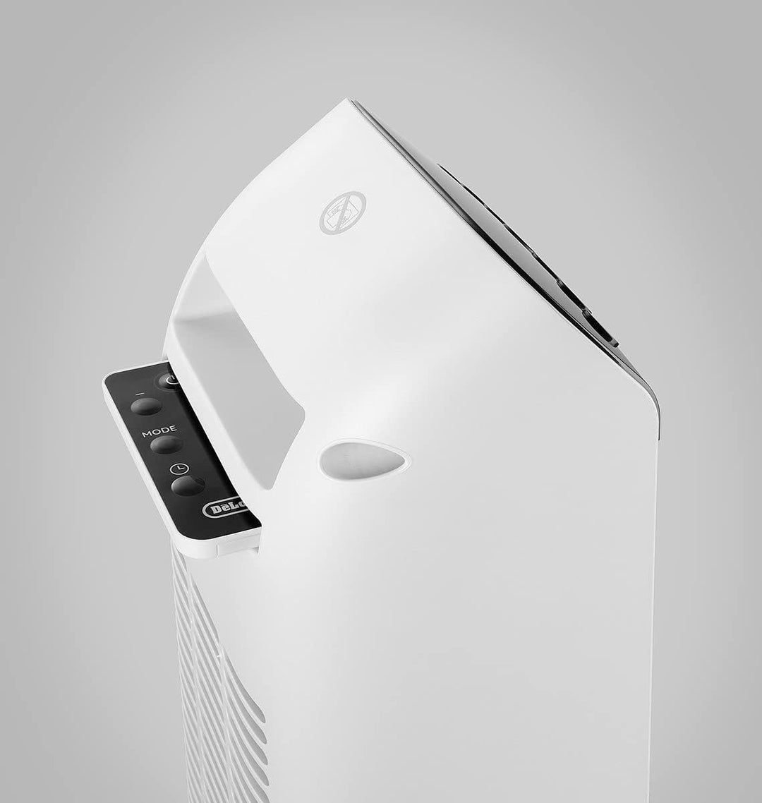 De'Longhi Turm-Keramik-Heizlüfter, Schnellheizung mit 2 Leistungsstufen, Fernbedienung, 24h-Timer, E