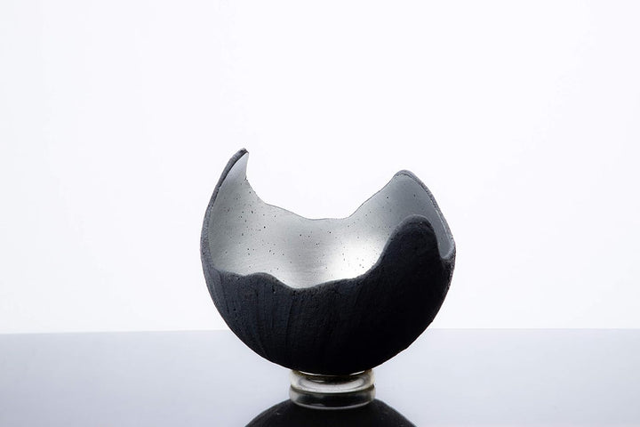 Lichtschale silber - M (20cm) - Beton schwarz-grau - Unikat handmade
