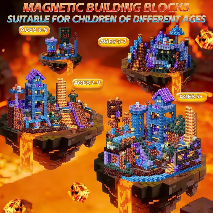 Coolzon Magnetische Bausteine Blöcke 100 Stück, Magnetbausteine Build Mine Magnete Welt Set,Montesso