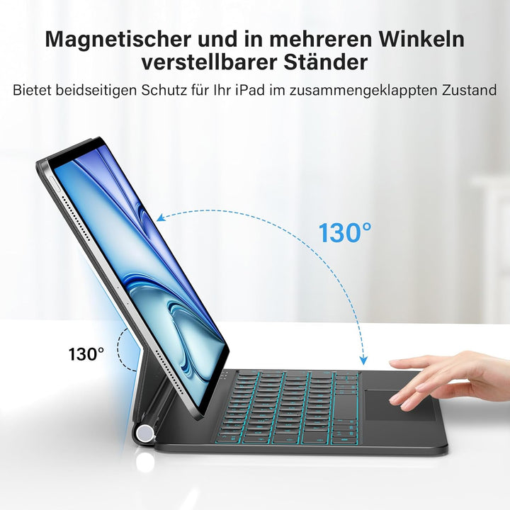 KBCASE Magnetische Tastatur Hülle für iPad Air 11 Zoll M3/M2 (2025/2024),Air 5/4 Generation Magic Ke