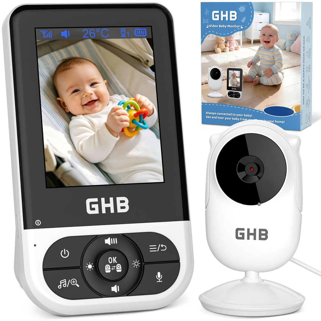 GHB Babyphone mit Kamera Baby Monitor 2,8 Zoll Schwarz | VOX-Modus Max. 35 Std, Infrarot-Nachtsicht,