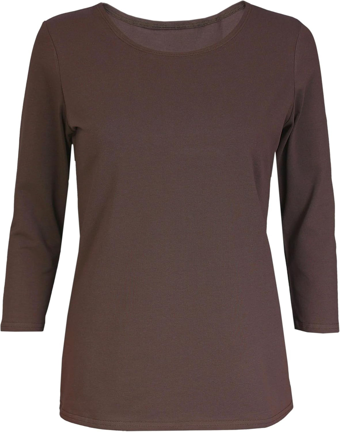 Damen Shirt 3/4 Arm mit Rundhals S Hellbraun, S Hellbraun