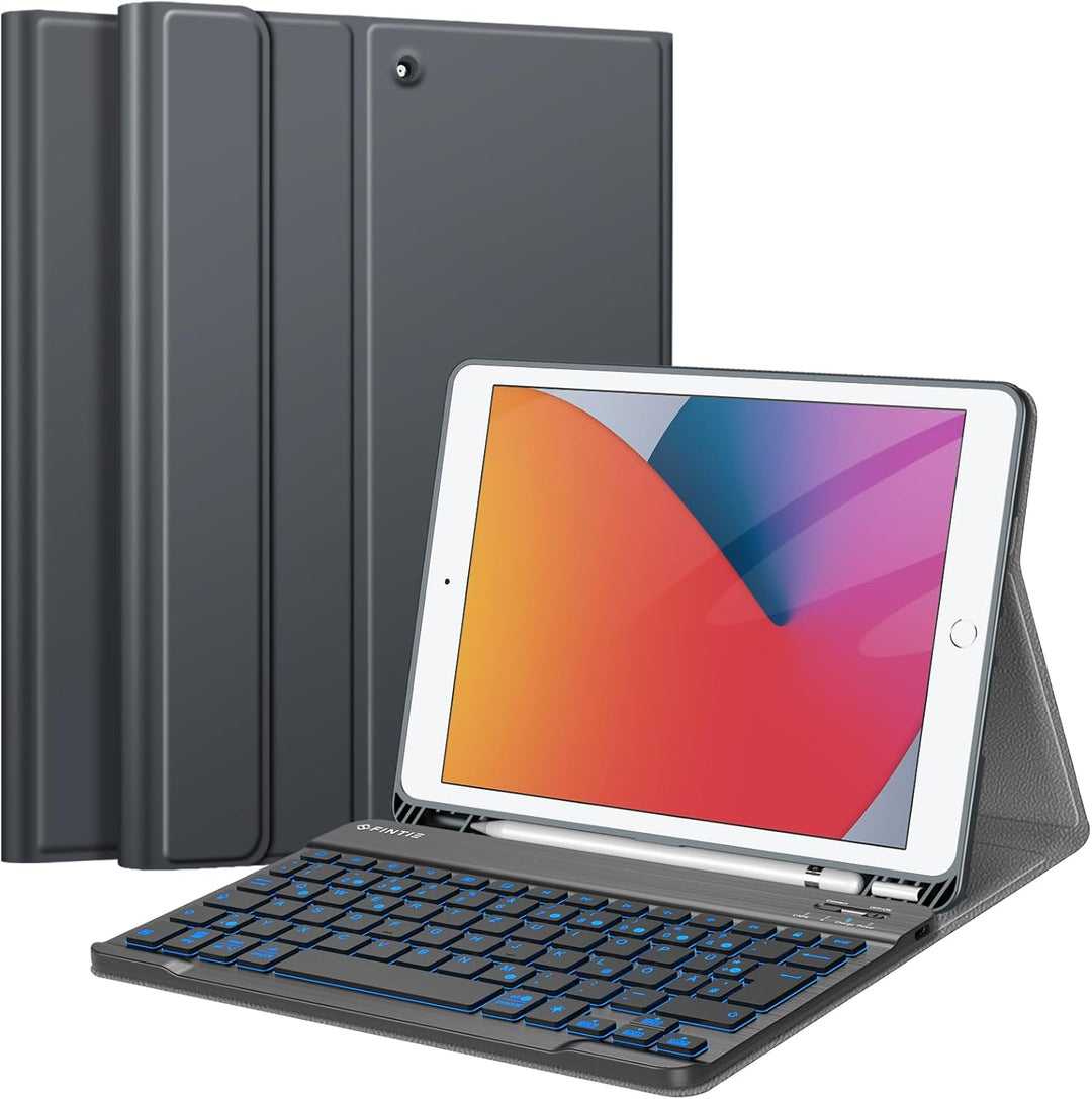 Fintie Hülle mit Tastatur für iPad 9. / 8. / 7. Generation (10.2 Zoll, 2021/2020/2019), Beleuchtete