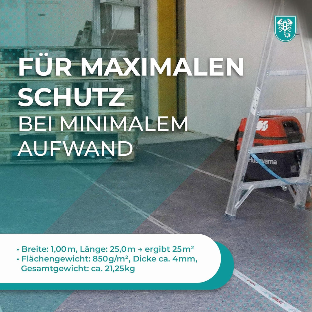 Schutzboden Abdeckvlies atmungsaktiv 1 m x 25 m RobustRolli 850 g/m²