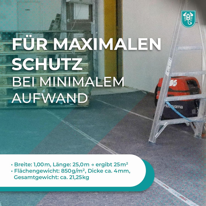 Schutzboden Abdeckvlies atmungsaktiv 1 m x 25 m RobustRolli 850 g/m²