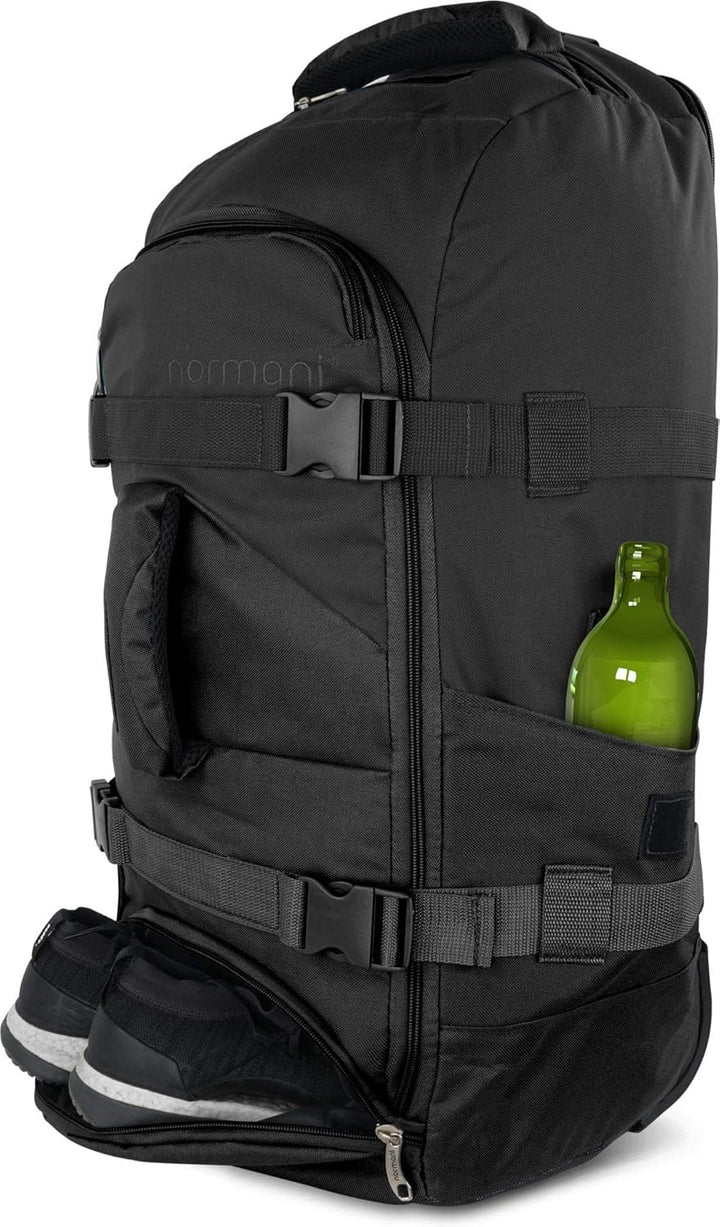 normani Reisetasche mit Rollen und Rucksackfunktion 60 L Reisetrolley Rucksack mit Rollen mit 4 Klei