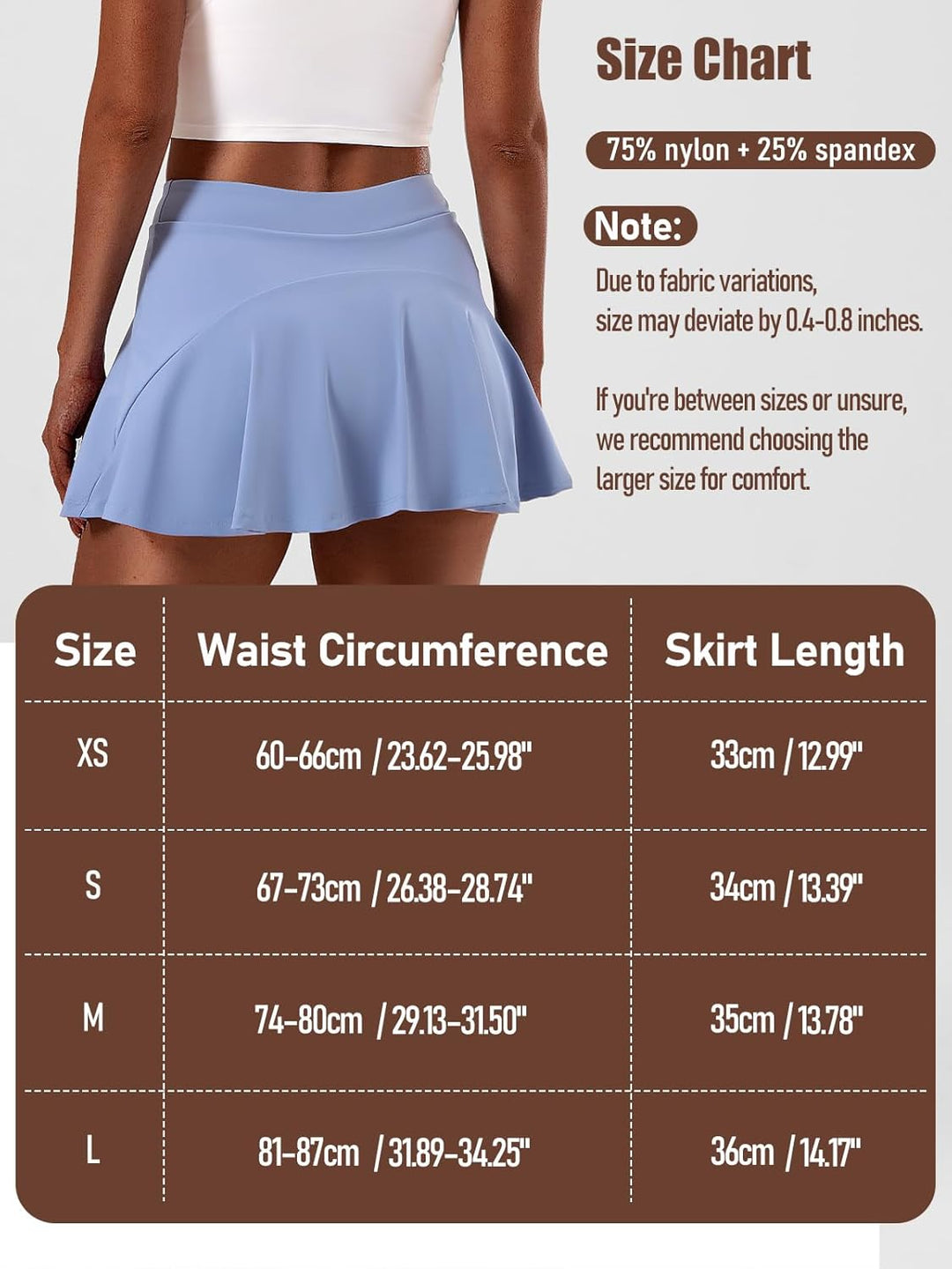 GroYolan Tennisrock Damen Hohe Taille Skort Plissierter Sportrock mit Innenhose und Taschen Minirock