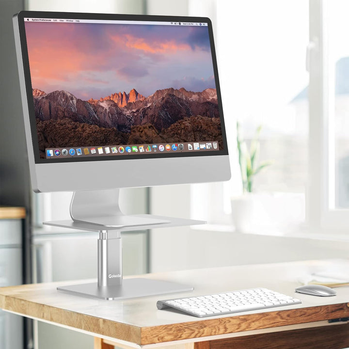 GOKEDA Monitor-Ständer, höhenverstellbar, aus Metall, kompatibel mit Laptop, Computer, Display, iMac