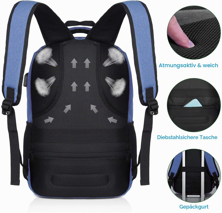 YAMTION Rucksack Herren und Damen,Gross 17.3 Zoll Schultasche Schulranze Schulrucksack Jungen Teenag