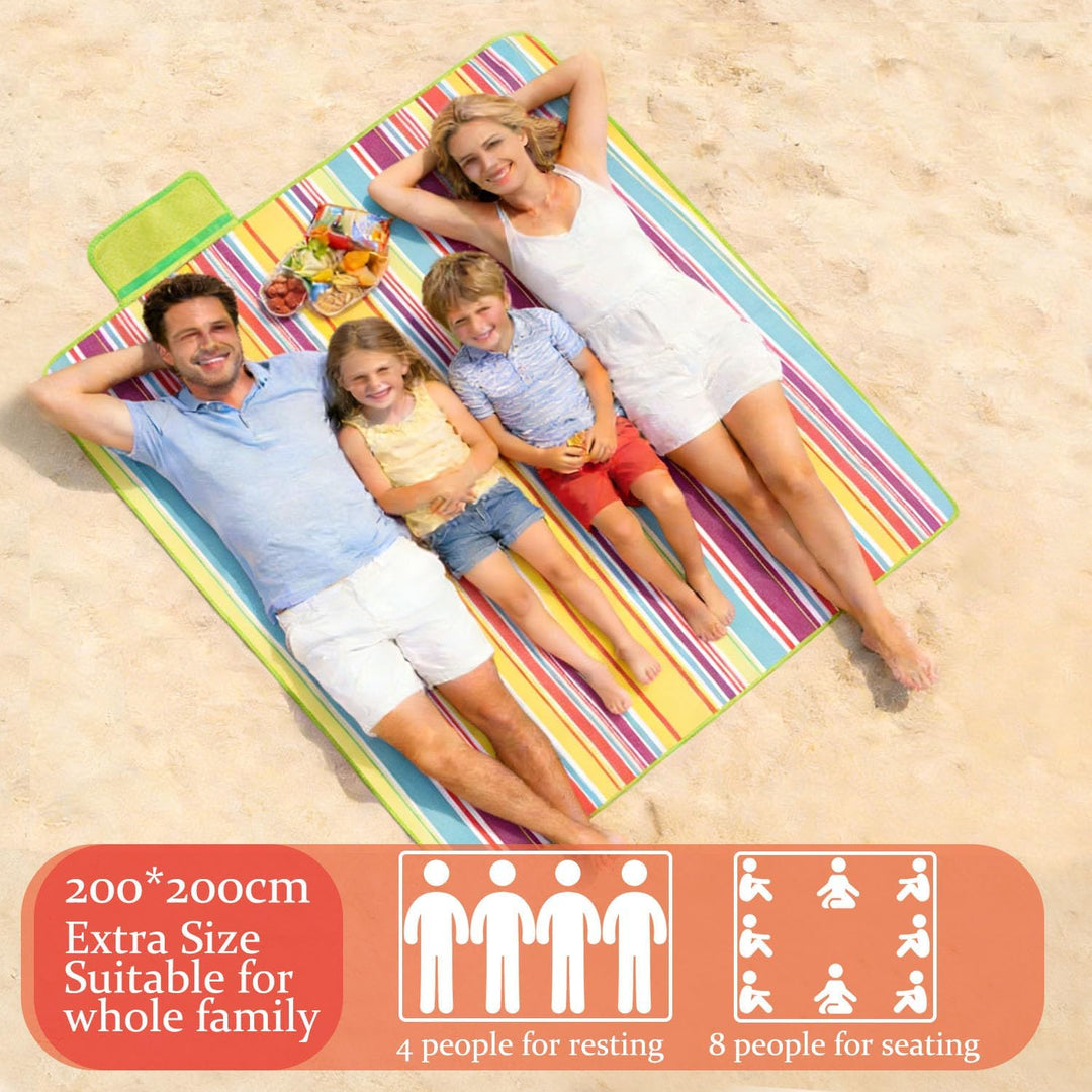 Strandmatte 200x200, Picknickdecke Wasserdicht XXL mit Tragegriff Wasserdicht Sandfrei mit isoliert