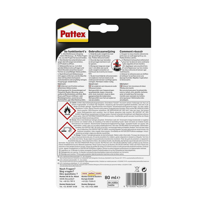 Pattex Silikonentferner, Fugenentferner für rückstandsfreies Entfernen alter Silikonreste im Sanitär