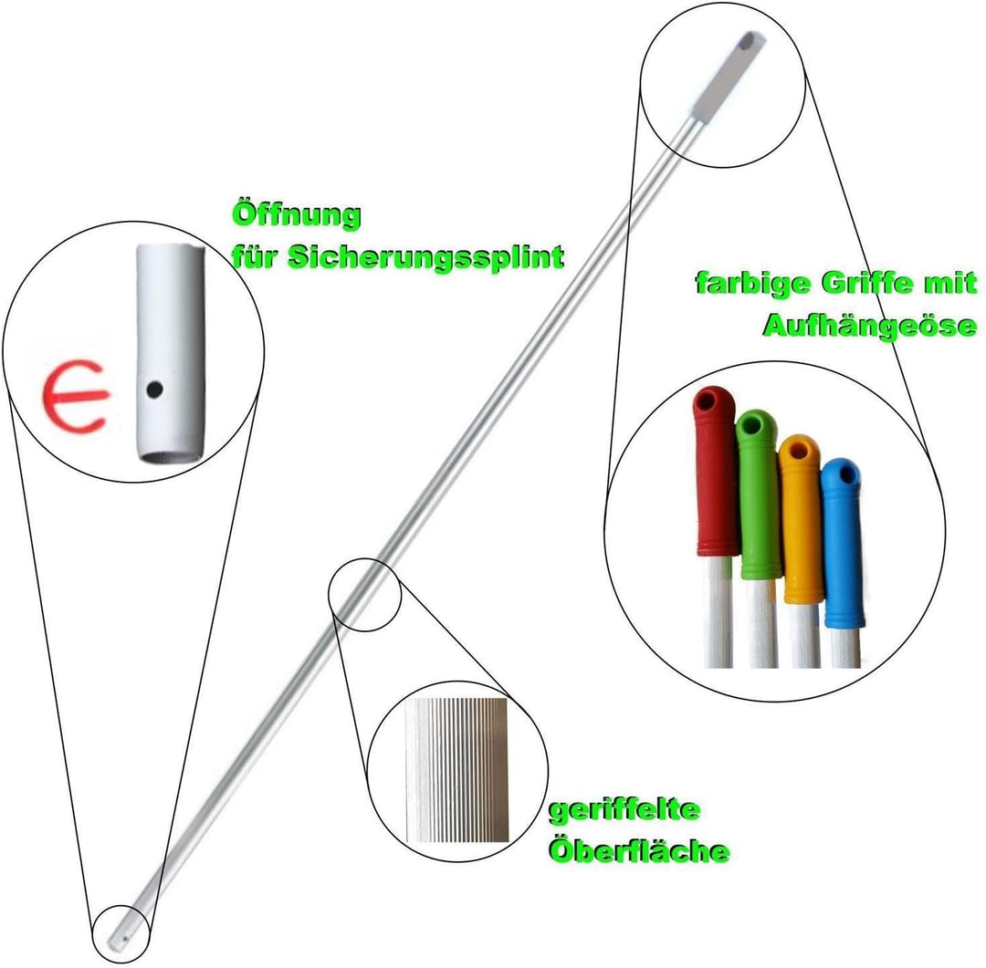 maxxi4you 1 x Besenstiel Aluminiumstiel Stiel Putzstiel 130 cm