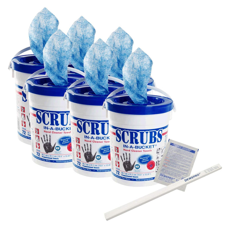 6 Eimer SCRUBS in a Bucket - 72 St. pro Eimer getränkte Handreinigungstücher, inkl. 6 St. DEWEPRO® B