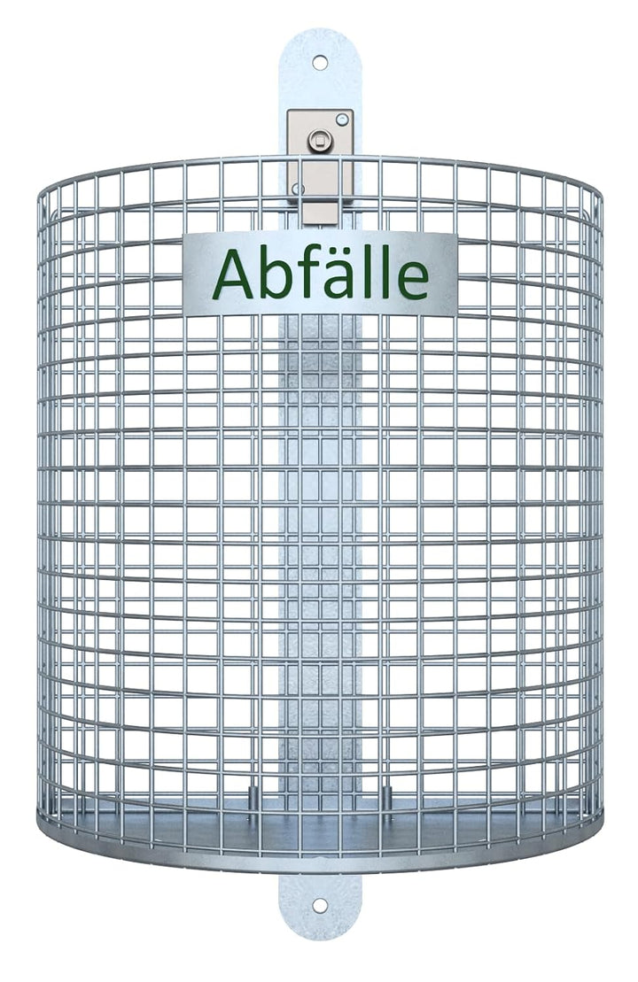 Abfallbehälter Nierenform 27 L – zur Wand- oder Pfostenbefestigung mit Befestigungsschiene &amp; Vierkan