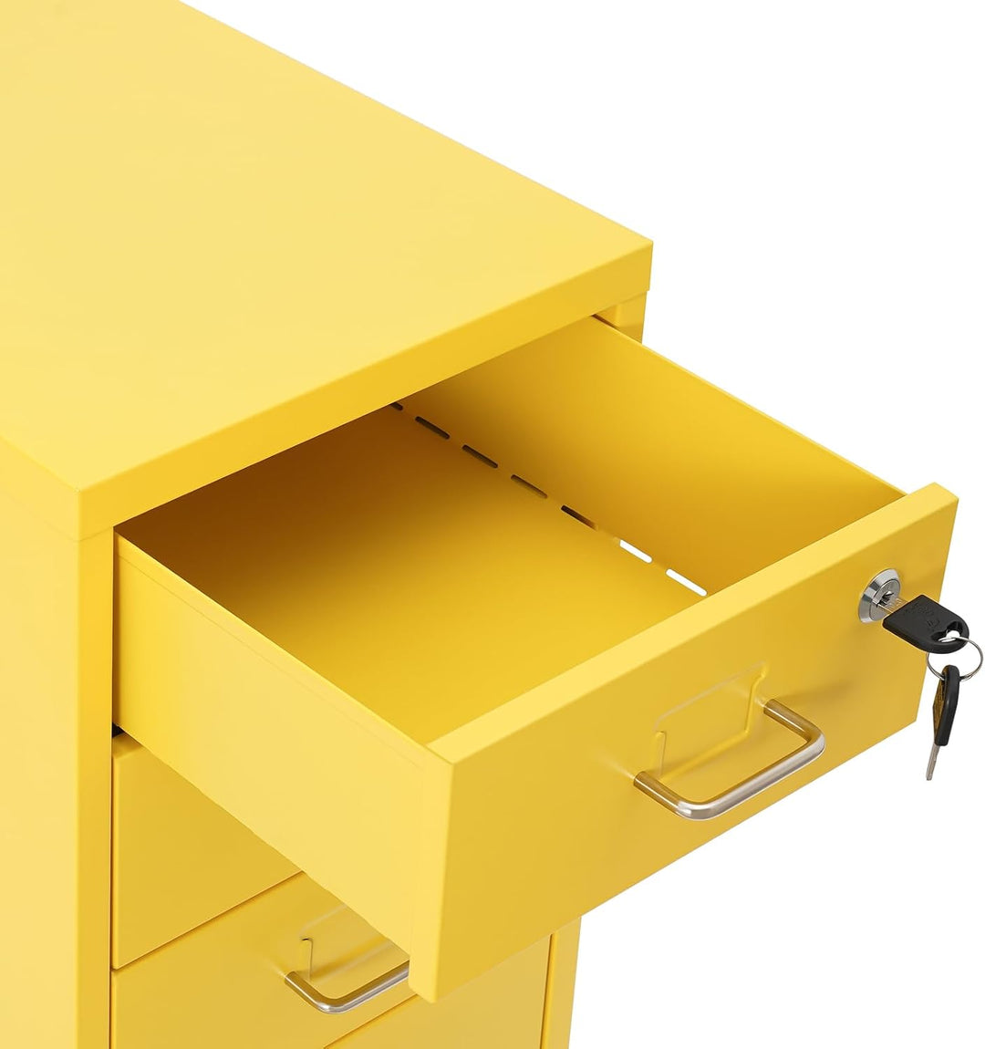 BRRIDE Aktenschrank Abschliessbar, Rollcontainer mit 6 Schubladen, Metall Bürocontainer Schubladensc