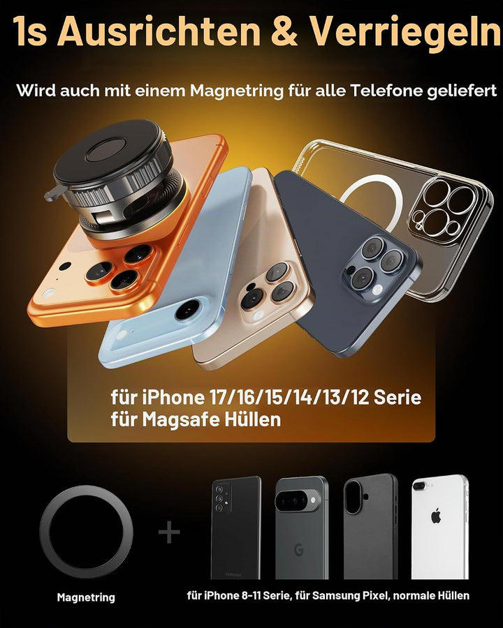 YOSH Vakuum Handyhalterung Auto für MagSafe, Starke Saugkraft mit Twist-Lock, 360° drehbare Basis &amp;