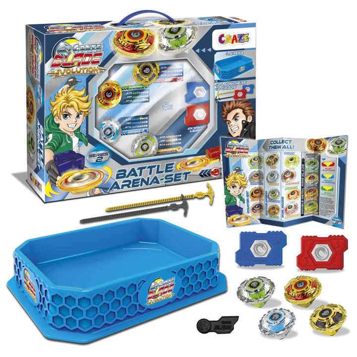 Craze Blade XXL Battle Set 4er Blade Kreisel Metall Kampfkreisel inkl. Zubehör Kampfarena Kreisel Ar