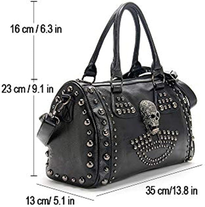 AlwaySky Womens Schädel Handtasche Grosse Kapazität Gothic Umhängetasche Beschlagene Doktor Handtasc