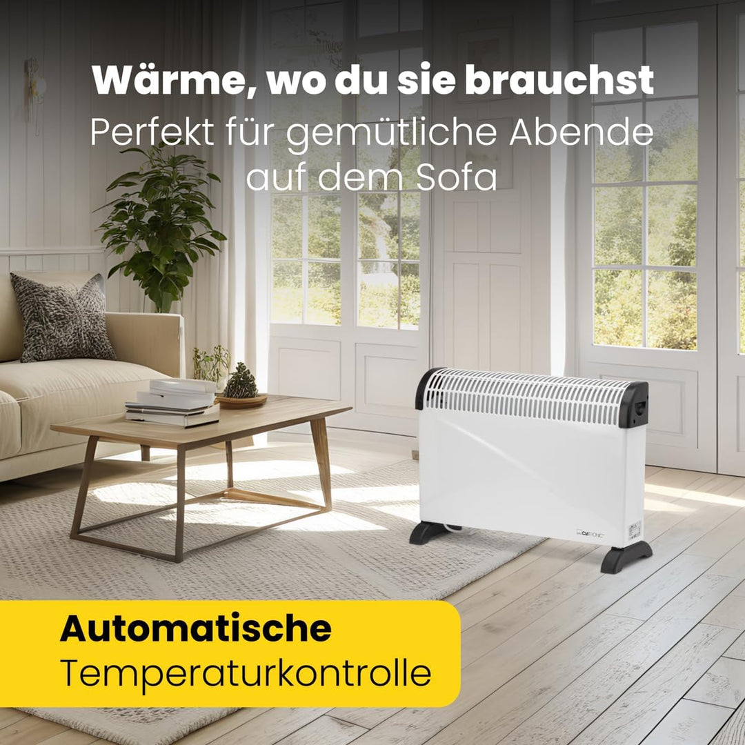 Clatronic® Konvektor-Heizung | Mobile Wärme für Zuhause | Elektroheizung mit 3 Heizstufen | Heizung