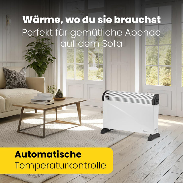 Clatronic® Konvektor-Heizung | Mobile Wärme für Zuhause | Elektroheizung mit 3 Heizstufen | Heizung