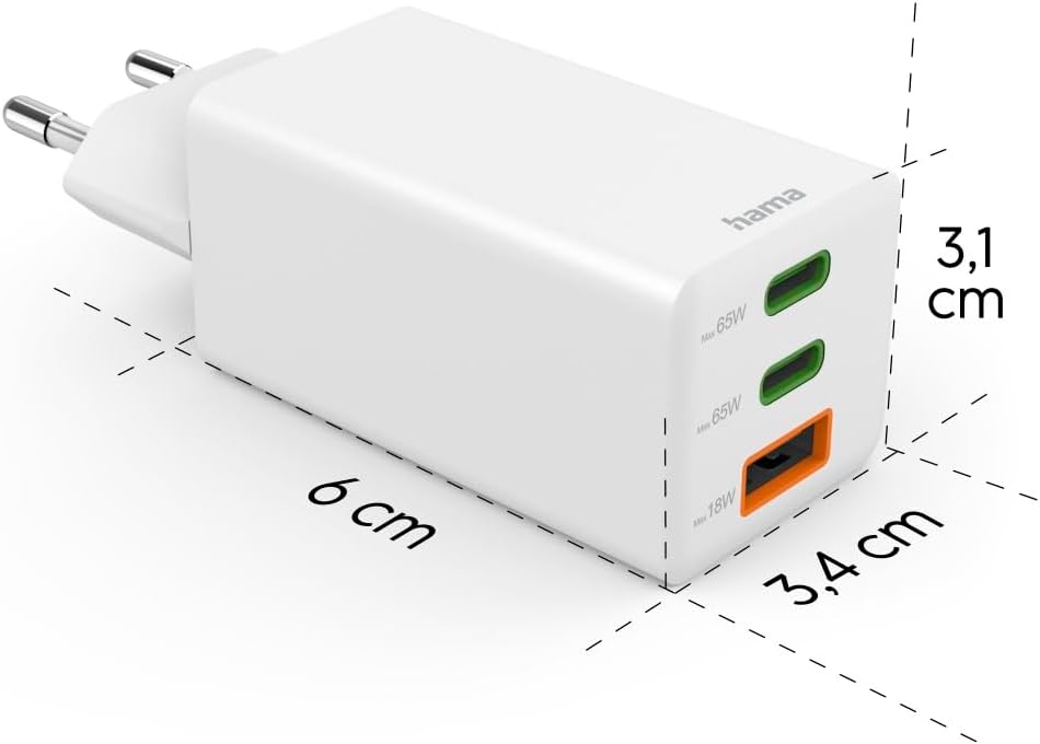 Hama Schnellladegerät USB (Ladegerät mehrfach, USB C, USB A, Handy Tablet Laptop Universal Ladegerät