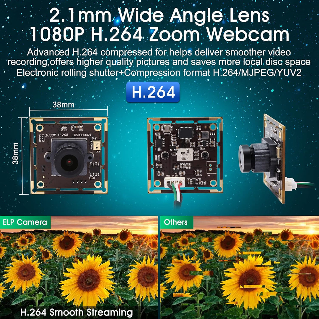 ELP 0.01Lux Kamera 1080P Webcam H.264 Low Light USB Camera Mini Kamera Modul (2.1mm Objektiv Kamera