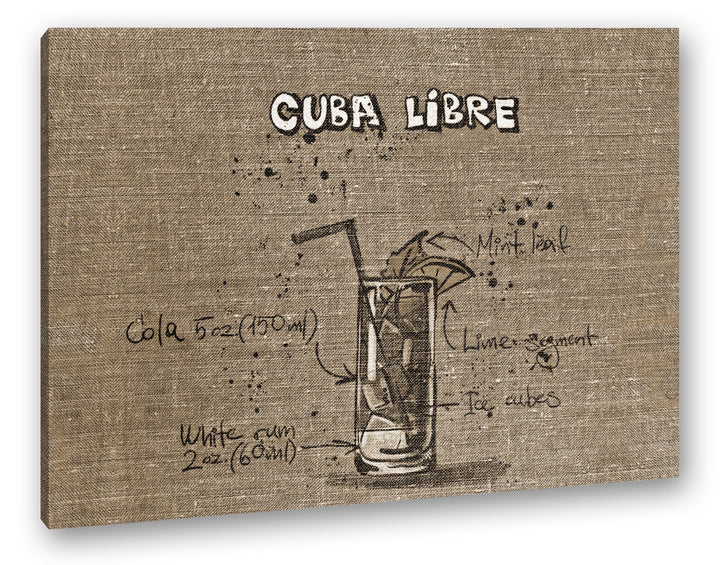 deyoli Rezept für einen Cuba Libre Format: 80x60 Effekt: Sepia als Leinwandbild, Motiv fertig gerahm