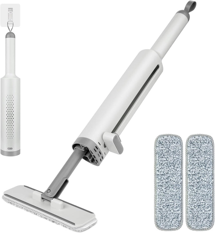 Generisch Portable -Squeeze Mop, Rotatable Hand Wash-Free Flat Squeeze Mop with Crevice Brush and 2