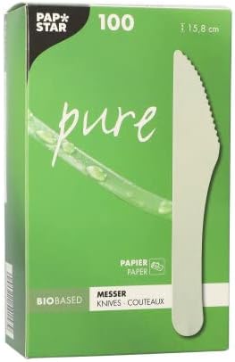 PAPSTAR Messer, Papier Pure 15,8 cm Weiss 88066 Papiermesser Einwegmesser, 1000 Stück