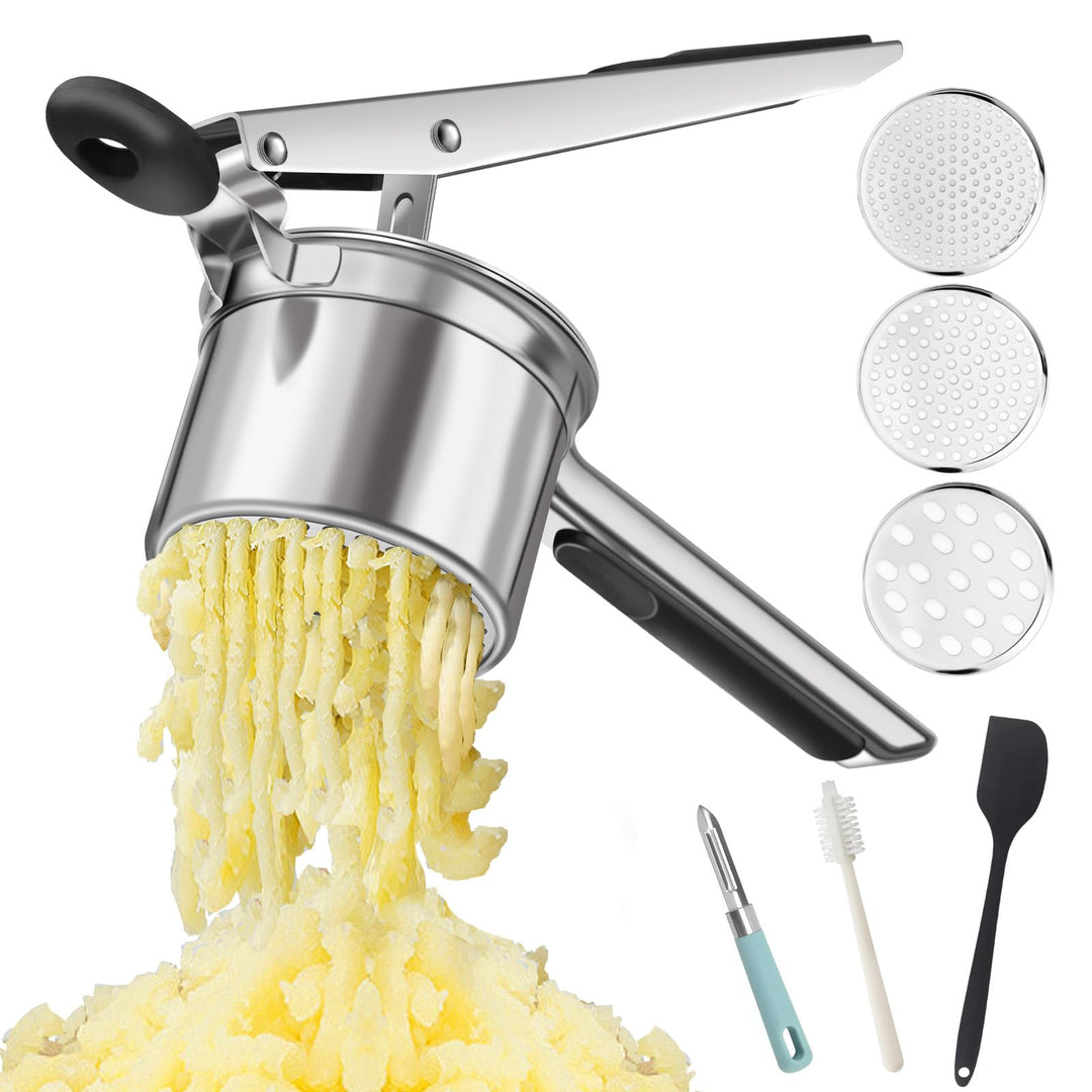 Kartoffelpresse aus robustem Edelstahl, Kartoffelstampfer und -presse für Kartoffelpüree, Küchenhelf