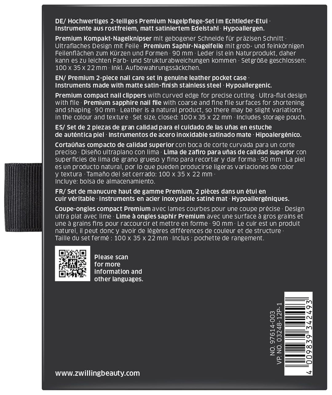 ZWILLING Maniküre Nagel Set 2-teilig, Pediküre Pflege für Hände und Füsse, Rindleder, Premium, Rot,