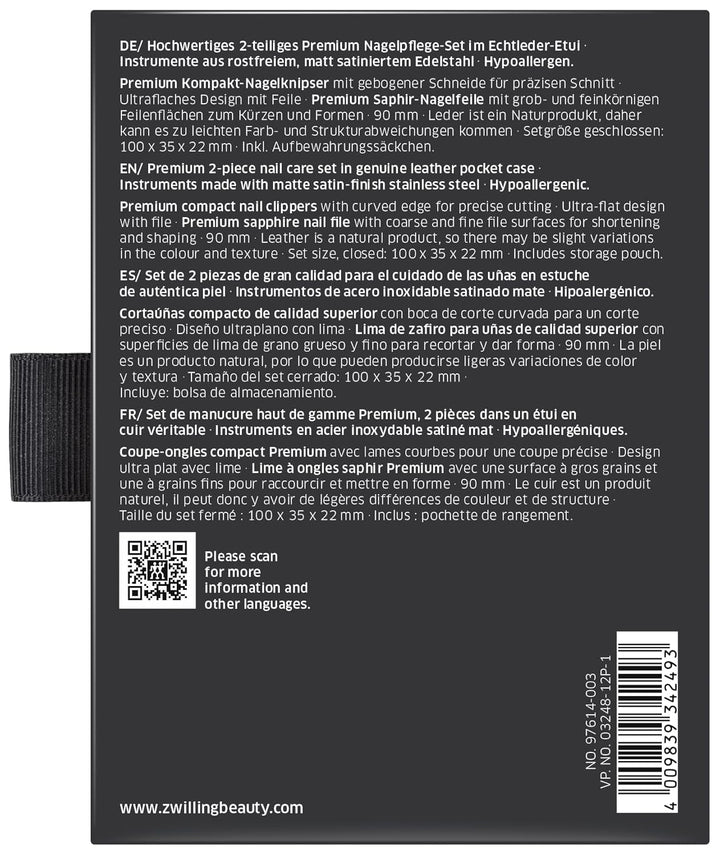 ZWILLING Maniküre Nagel Set 2-teilig, Pediküre Pflege für Hände und Füsse, Rindleder, Premium, Rot,