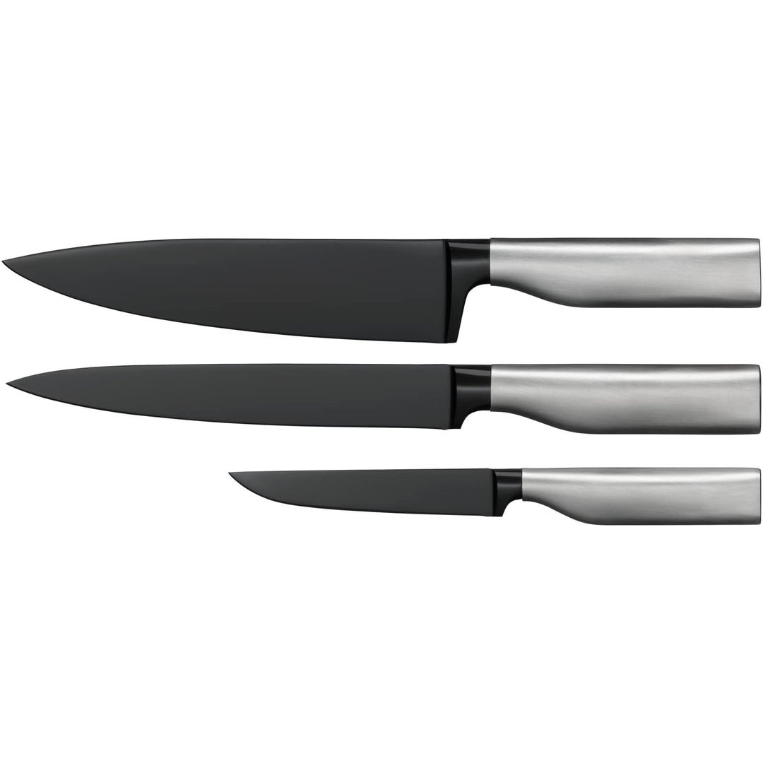 WMF Ultimate Black Messerset 3teilig, Made in Germany, Küchenmesser, Diamond Cut, sicherer Fingersch