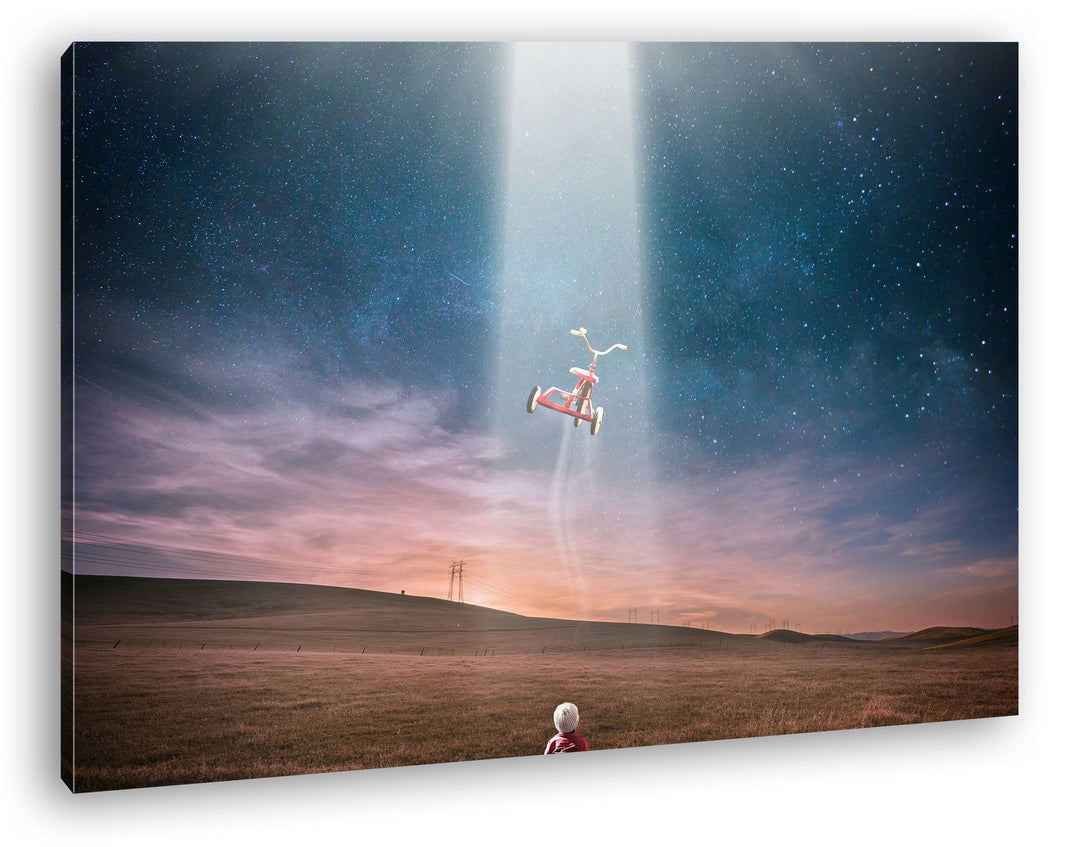 deyoli Ufo Entführung Format: 80x60 als Leinwandbild, Motiv fertig gerahmt auf Echtholzrahmen, Hochw