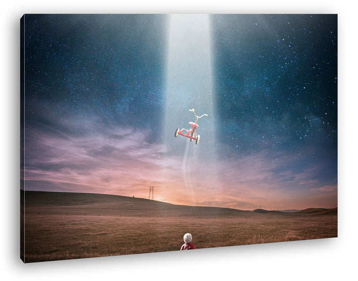 deyoli Ufo Entführung Format: 80x60 als Leinwandbild, Motiv fertig gerahmt auf Echtholzrahmen, Hochw