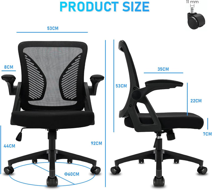Milacyee Bürostuhl Ergonomisch, Bürostuhl, Schreibtischstuhl mit Verstellbarer Armlehnen, Lendenwirb